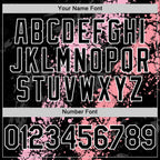 Custom Black Light Pink Medium Pink-White Splash Art 3D Pattern Design Bomber Full-Snap Varsity Letterman Hoodie Jacket