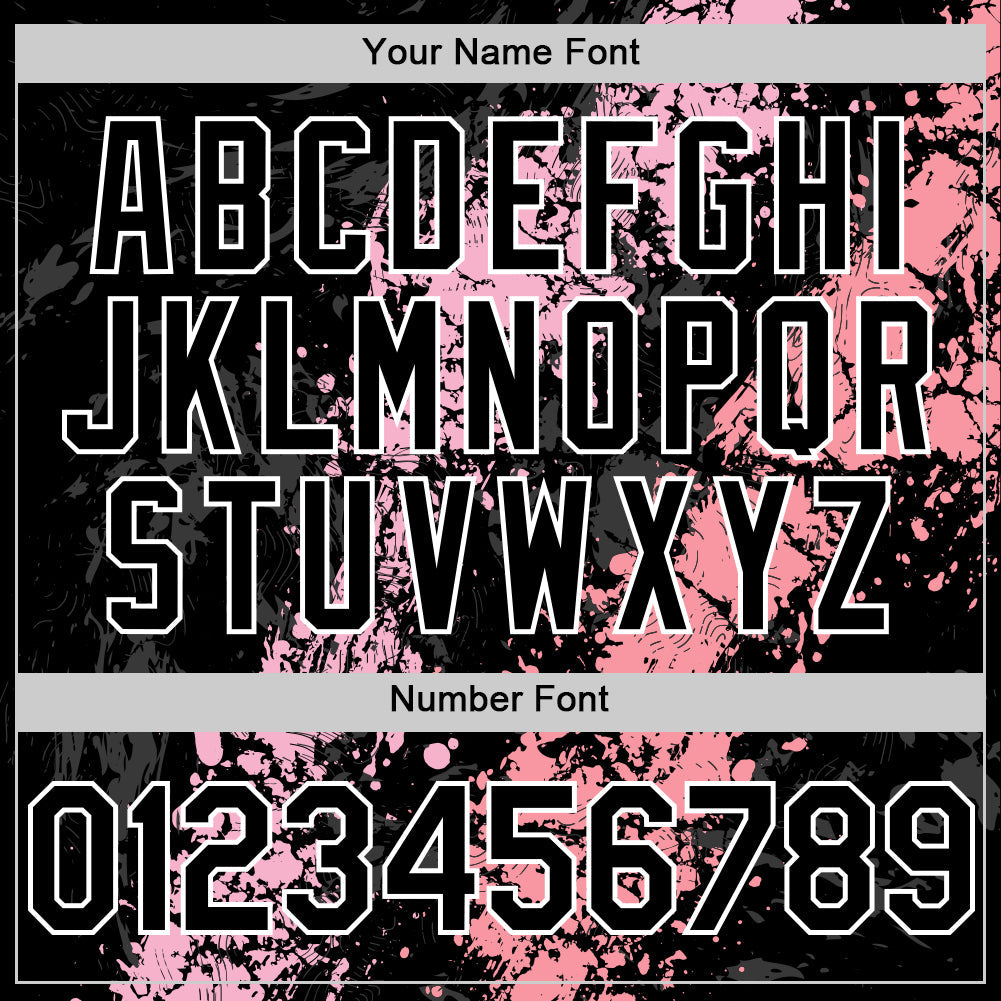 Custom Black Light Pink Medium Pink-White Splash Art 3D Pattern Design Bomber Full-Snap Varsity Letterman Hoodie Jacket