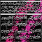 Custom Black Hot Pink Deep Pink-White Splash Art 3D Pattern Design Bomber Full-Snap Varsity Letterman Hoodie Jacket