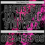 Custom Black Hot Pink Deep Pink-White Splash Art 3D Pattern Design Bomber Full-Snap Varsity Letterman Hoodie Jacket