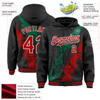 Custom Black Red Kelly Green-White Splash Art 3D Pattern Design Bomber Full-Snap Varsity Letterman Hoodie Jacket