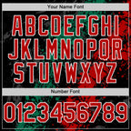 Custom Black Red Kelly Green-White Splash Art 3D Pattern Design Bomber Full-Snap Varsity Letterman Hoodie Jacket