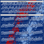 Custom Royal Red Light Blue-White Splash Art 3D Pattern Design Bomber Full-Snap Varsity Letterman Hoodie Jacket