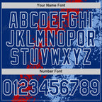 Custom Royal Red Light Blue-White Splash Art 3D Pattern Design Bomber Full-Snap Varsity Letterman Hoodie Jacket