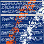 Custom Royal Orange-White Splash Art 3D Pattern Design Bomber Full-Snap Varsity Letterman Hoodie Jacket