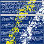 Custom Royal Light Yellow-White Splash Art 3D Pattern Design Bomber Full-Snap Varsity Letterman Hoodie Jacket