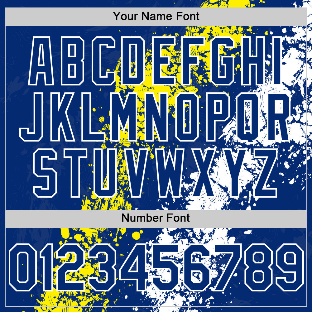 Custom Royal Light Yellow-White Splash Art 3D Pattern Design Bomber Full-Snap Varsity Letterman Hoodie Jacket