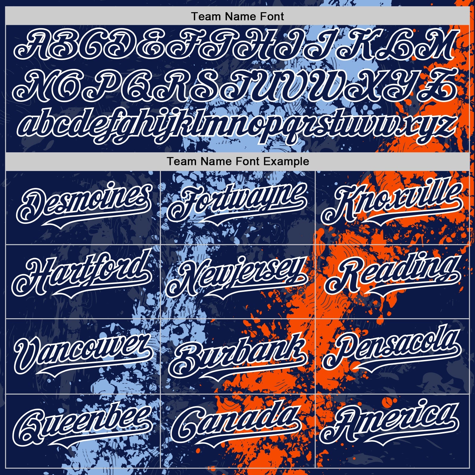 Custom Navy Light Blue Orange-White Splash Art 3D Pattern Design Bomber Full-Snap Varsity Letterman Hoodie Jacket