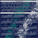 Custom Navy Teal-Gray Splash Art 3D Pattern Design Bomber Full-Snap Varsity Letterman Hoodie Jacket