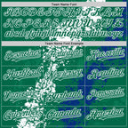 Custom Kelly Green White-Royal Splash Art 3D Pattern Design Bomber Full-Snap Varsity Letterman Hoodie Jacket