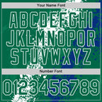 Custom Kelly Green White-Royal Splash Art 3D Pattern Design Bomber Full-Snap Varsity Letterman Hoodie Jacket