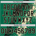 Custom Kelly Green Black-Cream Splash Art 3D Pattern Design Bomber Full-Snap Varsity Letterman Hoodie Jacket