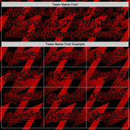 Custom Black Red Zigzag Shape 3D Pattern Design Bomber Full-Snap Varsity Letterman Hoodie Jacket