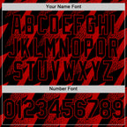 Custom Black Red Zigzag Shape 3D Pattern Design Bomber Full-Snap Varsity Letterman Hoodie Jacket