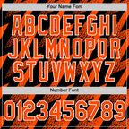 Custom Black Orange-White Zigzag Shape 3D Pattern Design Bomber Full-Snap Varsity Letterman Hoodie Jacket