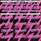 Custom Black Pink-White Zigzag Shape 3D Pattern Design Bomber Full-Snap Varsity Letterman Hoodie Jacket