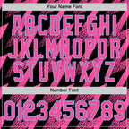 Custom Black Pink-White Zigzag Shape 3D Pattern Design Bomber Full-Snap Varsity Letterman Hoodie Jacket