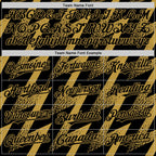 Custom Black Old Gold Zigzag Shape 3D Pattern Design Bomber Full-Snap Varsity Letterman Hoodie Jacket