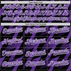 Custom Black Purple-White Zigzag Shape 3D Pattern Design Bomber Full-Snap Varsity Letterman Hoodie Jacket