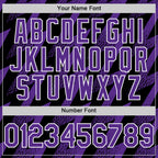 Custom Black Purple-White Zigzag Shape 3D Pattern Design Bomber Full-Snap Varsity Letterman Hoodie Jacket