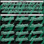 Custom Black Kelly Green-White Zigzag Shape 3D Pattern Design Bomber Full-Snap Varsity Letterman Hoodie Jacket