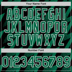 Custom Black Kelly Green-White Zigzag Shape 3D Pattern Design Bomber Full-Snap Varsity Letterman Hoodie Jacket