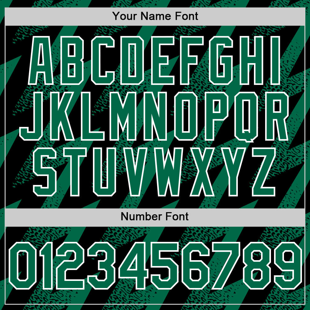 Custom Black Kelly Green-White Zigzag Shape 3D Pattern Design Bomber Full-Snap Varsity Letterman Hoodie Jacket