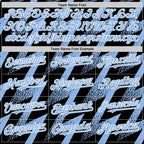 Custom Black Light Blue-White Zigzag Shape 3D Pattern Design Bomber Full-Snap Varsity Letterman Hoodie Jacket