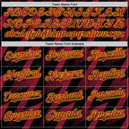 Custom Black Crimson-Gold Zigzag Shape 3D Pattern Design Bomber Full-Snap Varsity Letterman Hoodie Jacket