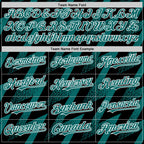 Custom Black Teal-White Zigzag Shape 3D Pattern Design Bomber Full-Snap Varsity Letterman Hoodie Jacket