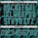 Custom Black Teal-White Zigzag Shape 3D Pattern Design Bomber Full-Snap Varsity Letterman Hoodie Jacket