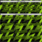 Custom Black Neon Green Zigzag Shape 3D Pattern Design Bomber Full-Snap Varsity Letterman Hoodie Jacket