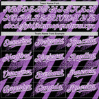 Custom Black Medium Purple-White Zigzag Shape 3D Pattern Design Bomber Full-Snap Varsity Letterman Hoodie Jacket