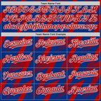 Custom Royal Red-White Zigzag Shape 3D Pattern Design Bomber Full-Snap Varsity Letterman Hoodie Jacket