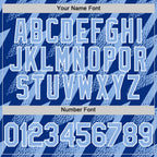 Custom Royal Light Blue-White Zigzag Shape 3D Pattern Design Bomber Full-Snap Varsity Letterman Hoodie Jacket