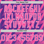 Custom Purple Pink-White Zigzag Shape 3D Pattern Design Bomber Full-Snap Varsity Letterman Hoodie Jacket