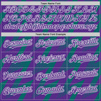 Custom Purple Teal-White Zigzag Shape 3D Pattern Design Bomber Full-Snap Varsity Letterman Hoodie Jacket