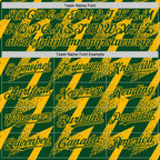 Custom Green Gold Zigzag Shape 3D Pattern Design Bomber Full-Snap Varsity Letterman Hoodie Jacket