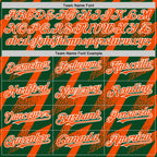 Custom Green Orange-White Zigzag Shape 3D Pattern Design Bomber Full-Snap Varsity Letterman Hoodie Jacket