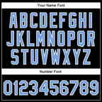 Custom Black Light Blue-White Bomber Full-Snap Varsity Faux Leather Letterman Jacket