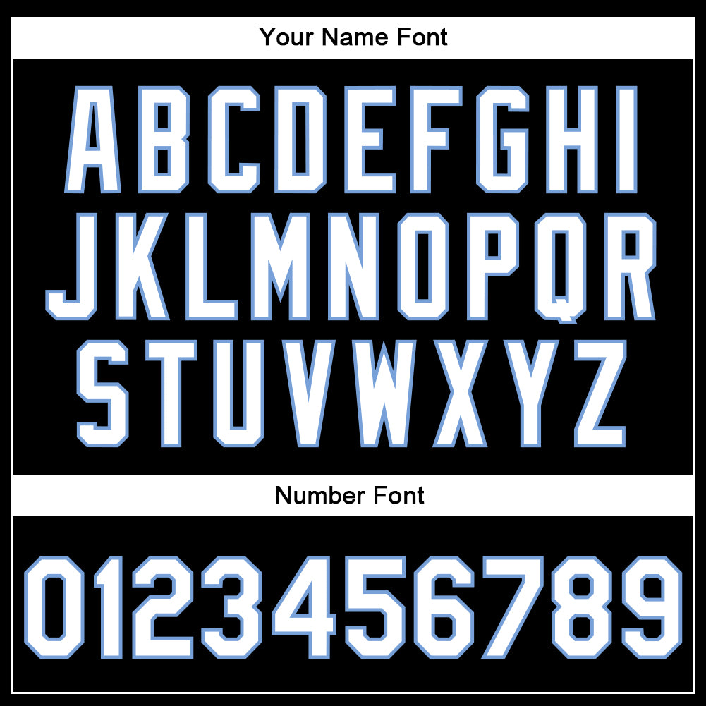 Custom Black White-Light Blue Bomber Full-Snap Varsity Faux Leather Letterman Jacket