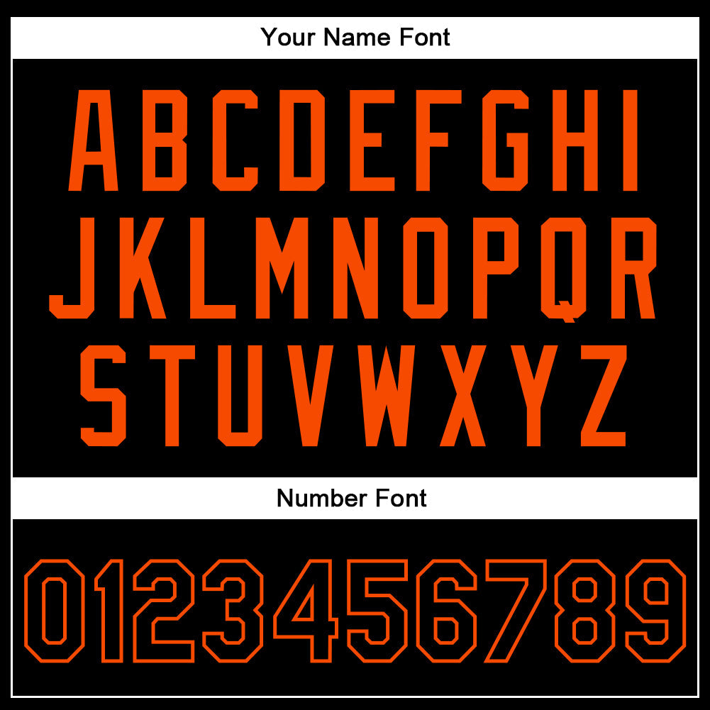 Custom Black Black-Orange Bomber Full-Snap Varsity Faux Leather Letterman Jacket