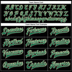 Custom Black Kelly Green-Cream Bomber Full-Snap Varsity Faux Leather Letterman Jacket