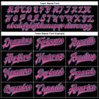 Custom Black Light Blue-Pink Bomber Full-Snap Varsity Faux Leather Letterman Jacket