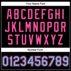 Custom Black Light Blue-Pink Bomber Full-Snap Varsity Faux Leather Letterman Jacket