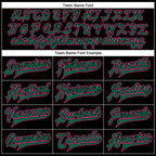 Custom Black Kelly Green-Pink Bomber Full-Snap Varsity Faux Leather Letterman Jacket