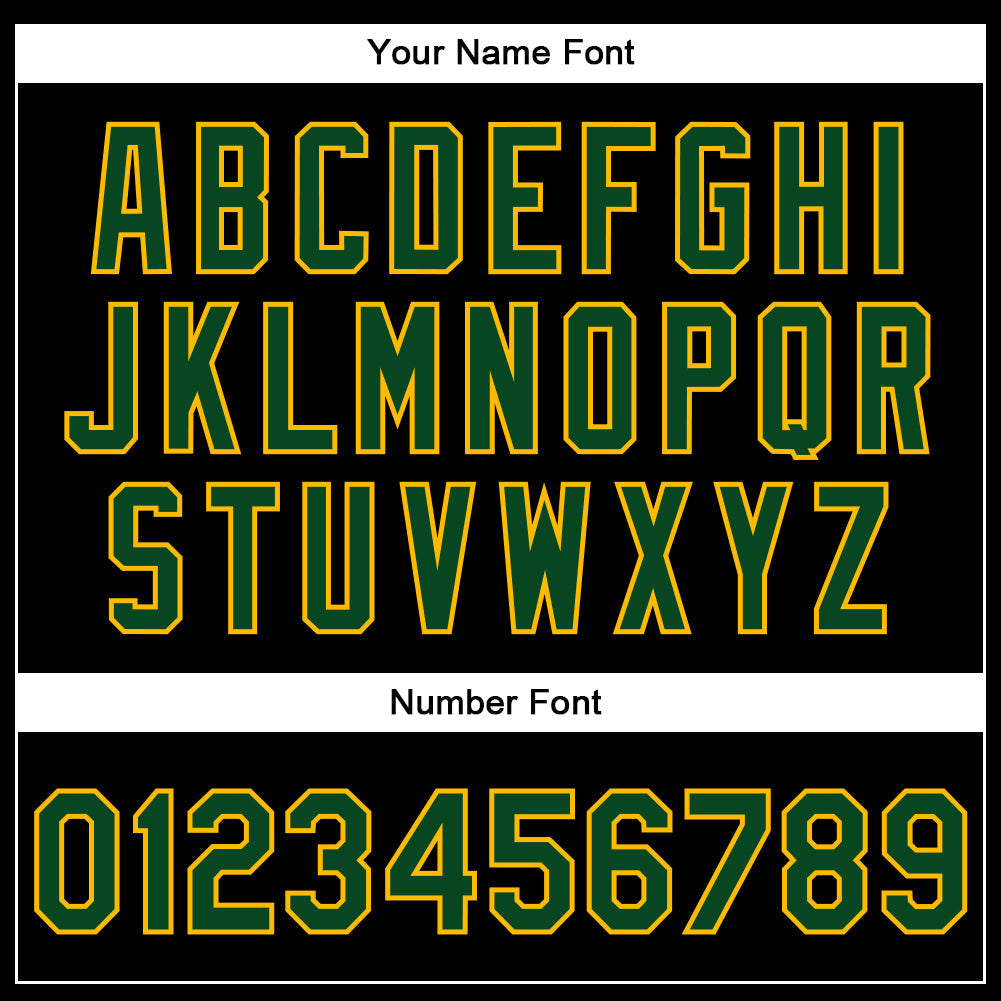 Custom Black Green-Gold Bomber Full-Snap Varsity Faux Leather Letterman Jacket