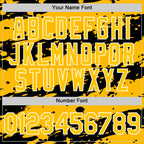 Custom Black Gold-White Splash 3D Pattern Design Bomber Full-Snap Varsity Letterman Hoodie Jacket