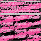 Custom Black Pink-White Splash 3D Pattern Design Bomber Full-Snap Varsity Letterman Hoodie Jacket