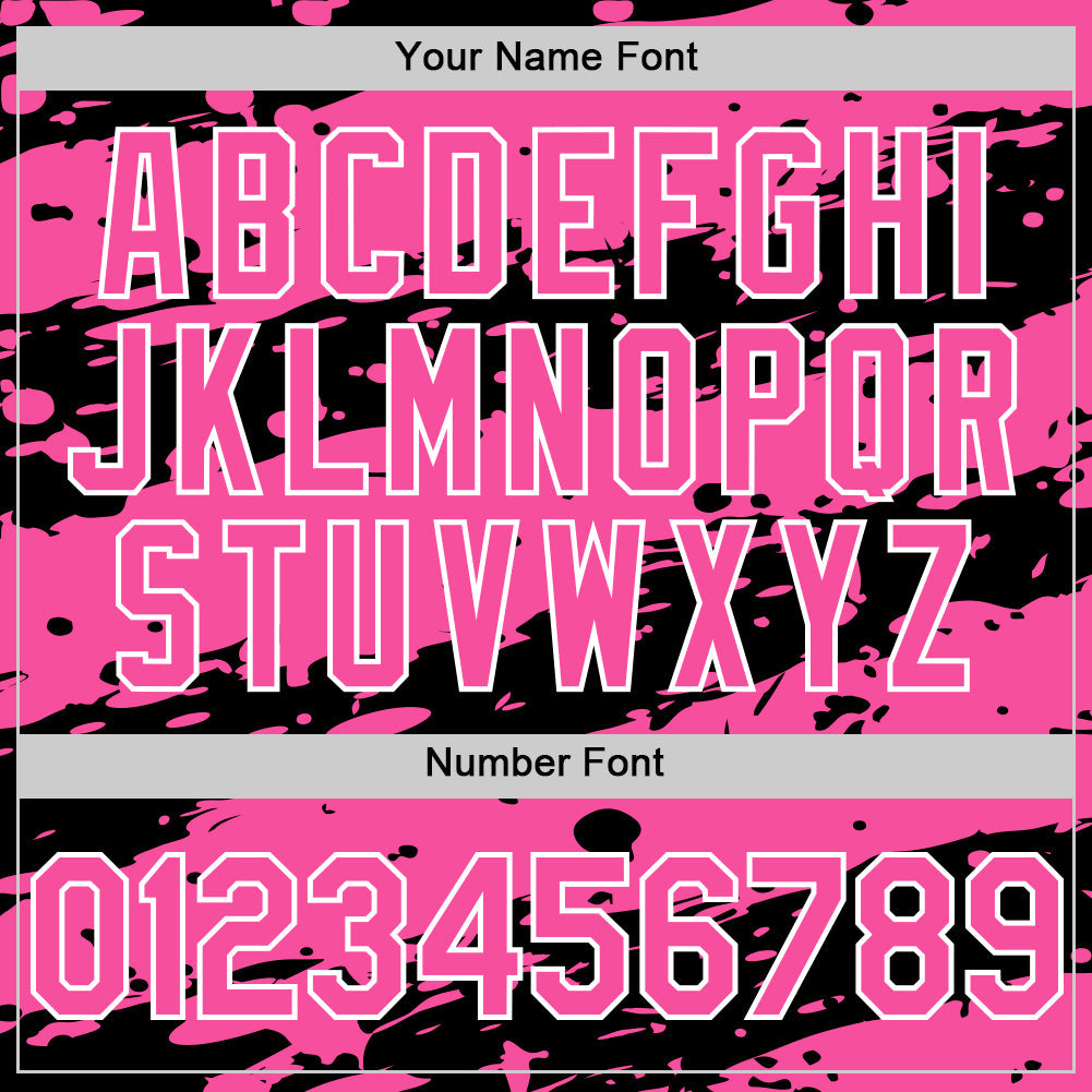 Custom Black Pink-White Splash 3D Pattern Design Bomber Full-Snap Varsity Letterman Hoodie Jacket